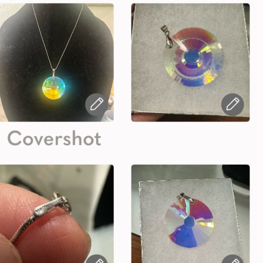 Celestial crystal Pendant on 20” sterling silver chain color changing in light